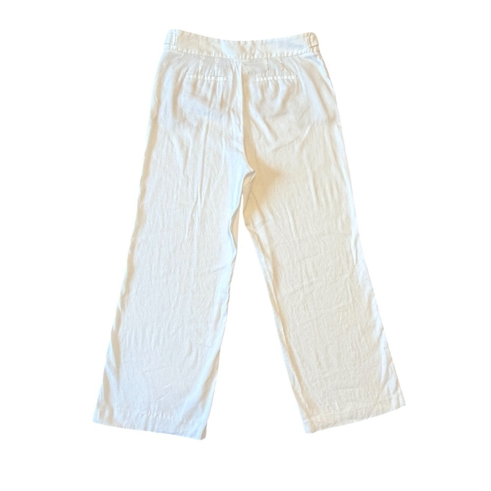 Talbots Linen Blend White Side Zip Button Palazzo Pants Wide Leg 12P #1405 - Picture 7 of 9